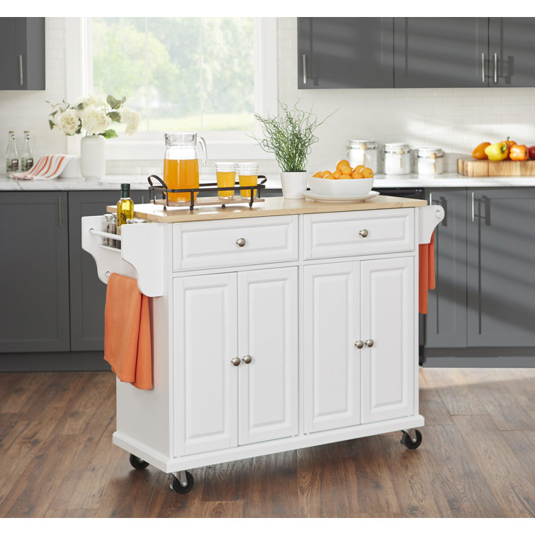 Lark Manor Idlewild 52'' Wide Rolling Kitchen Cart with Solid Wood Top & Reviews Wayfair
